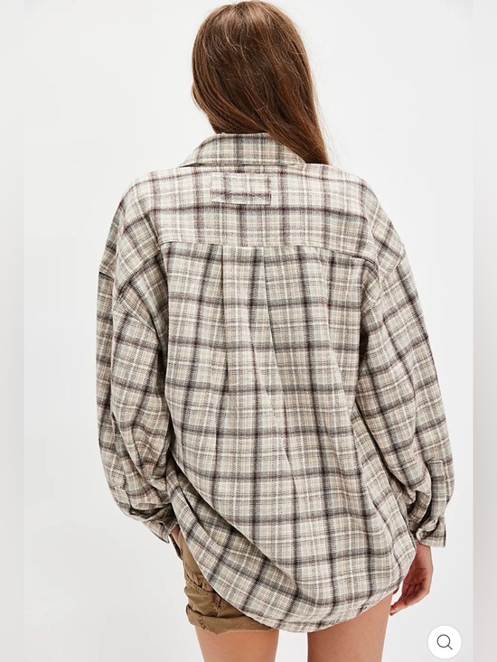 FREE PEOPLE WE THE FREE ASHLEY PLAID SHIRT IVORY COMBO KRISTA Medium - Picture 2 of 10